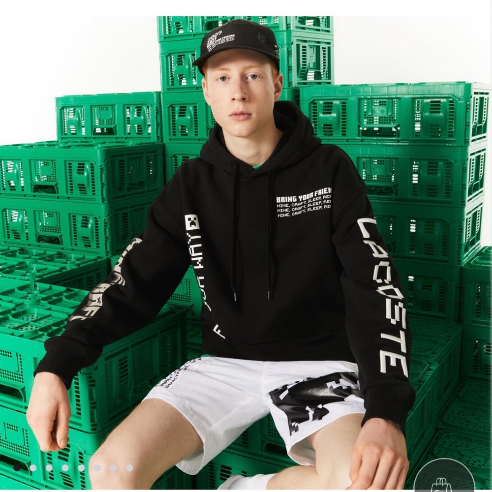 Men's Lacoste L!ve X Minecraft Loose Fit Fleece Hoodie